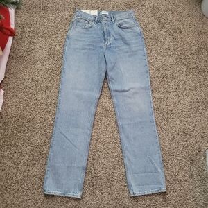 Agolde Lana Jeans Mid Rise Vintage Straight Fiction Wash Blue Denim Size 27 NWT